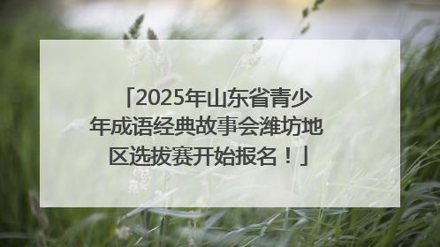2025年山东省青少年成语经典故事会潍坊地区选拔赛开始报名！